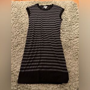 TSE black and gray striped knit dress size small